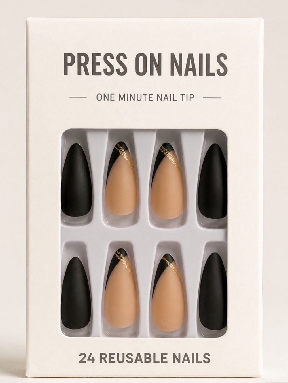 5 Pack Press On Nails Bundle French Tip Leopard Nude Black NEW - Picture 4 of 7